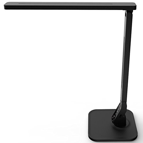 Dimmbare LED-Schreibtischlampe von Lampat, 4 Beleuchtungsmodi (Lesen/Lernen/Entspannen/Schlafenszeit), 5-stufiger Dimmer, berührungsempfindliches Bedienfeld, 1-Stunden-Autotimer, 5 V/1 A USB-Ladeanschluss, Pianoschwarz - Click to Buy