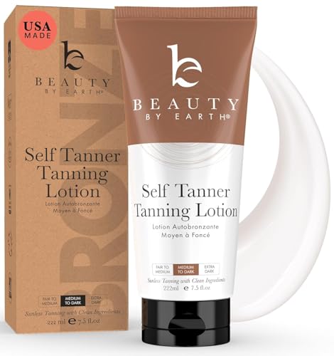 Self Tanner Tanning Lotion - USA Made with Natural & Organic Ingredients, Sunless Tanning Lotion for Body, Perfect Self Tan for Women & Men for a Natural Looking Glow, Medium to Dark - Click to Buy