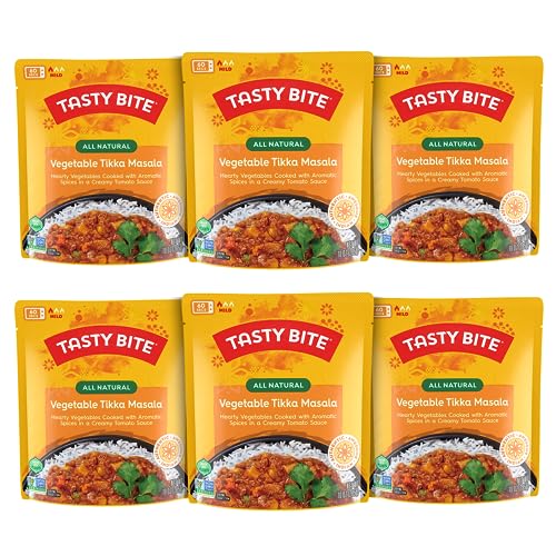 Tasty Bite Vegetable Tikka Masala, 10 Ounce, Pack of 6, Ready to Eat, Microwavable Entree, Vegetables Simmered With Cashews (Packaging may vary) - Click to Buy