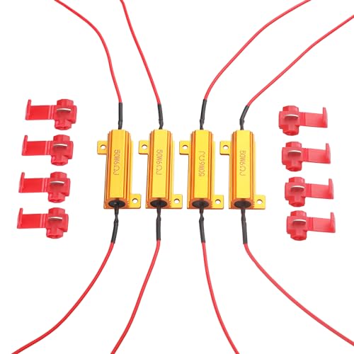Aaron 4Pcs 50W 6ohm Load Resistors - Fix LED Bulb Fast Hyper Flash Turn Signal Blink Error Code (Resistors get very hot during working) - Click to Buy