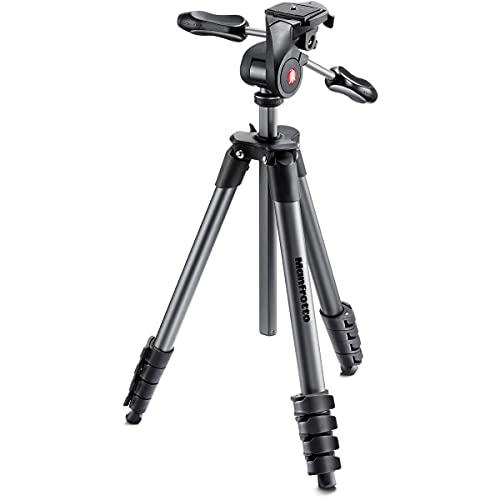 Manfrotto Compact Advanced Aluminum 5-Section Tripod Kit with 3-Way Head, Black (MKCOMPACTADV-BK) - Click to Buy