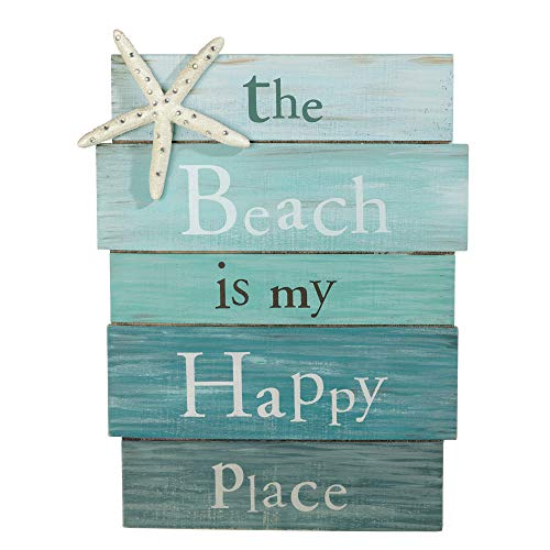 Grasslands Road Wall Starfish GR Beach is My Happy Place Plaque, Medium, White, Blue - Click to Buy