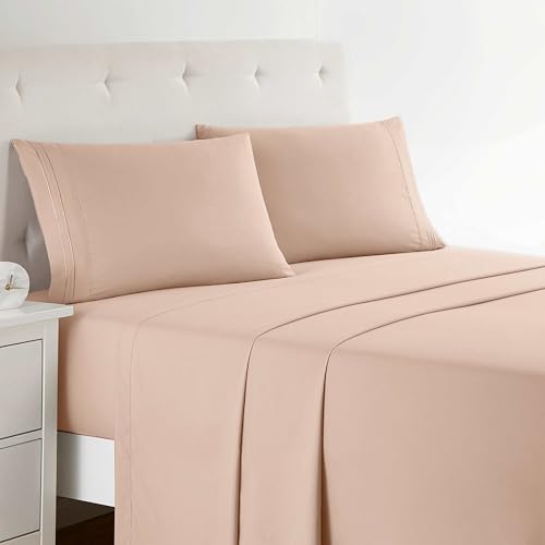 Clara Clark Luxury Soft Bedding Sheets & Pillowcases Bettwäsche-Set für Doppelbett, gebürstet, Tiefe Taschen, Mikrofaser, Pfirsich, Queen - Click to Buy