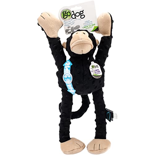 goDog Crazy Tugz Hundespielzeug AFFE, robust, zum Kauen und Ziehen, Plüsch, groß, Schwarz - Click to Buy