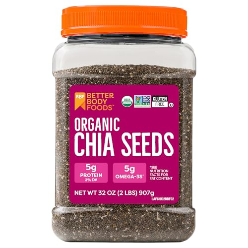 BetterBody Foods Organic Chia Seeds 2 lbs, 32 Oz, with Omega-3, Non-GMO, Gluten Free, Keto Diet Friendly, Vegan, Good Source of Fiber - Click to Buy
