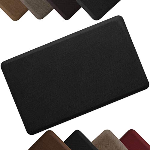 GelPro NewLife Anti-Fatigue Designer Comfort Kitchen Floor Mat, 18x30”, Modern Grasscloth Charcoal Stain Resistant Surface with 5/8” thick ergo-foam core for health and wellness - Click to Buy