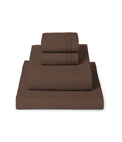 Mellanni King Sheets Set - 4 PC Iconic Collection Bedding - Hotel Luxury, Extra Soft, Cooling Bed Sheets - Wrinkle, Fade, Stain Resistant (King, Brown)