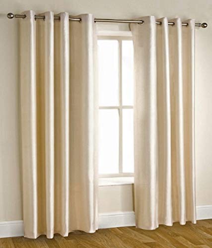 Homefab India Set of 2 Royal Silky Cream Door Curtains(HF042) 7X4ft. - Click to Buy
