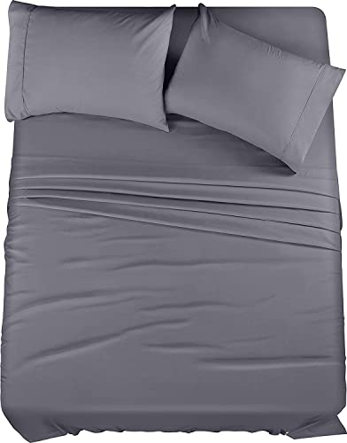 Utopia Bedding King Bed Sheet Set - 4 Piece Bedding - Soft Brushed Microfiber Fabric - Shrinkage & Fade Resistant - Easy Care (Grey) - Click to Buy