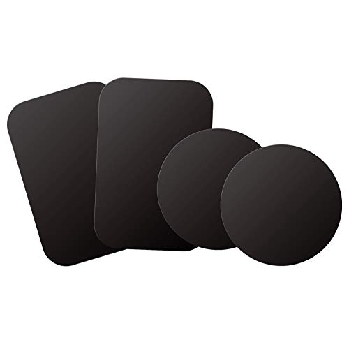 WizGear Metallplatte mit Kleber für magnetische Halterung ohne Halterung, 4 Stück, 2 rechteckige und 2 runde (kompatibel mit WizGear-Halterungen) (schwarz) - Click to Buy