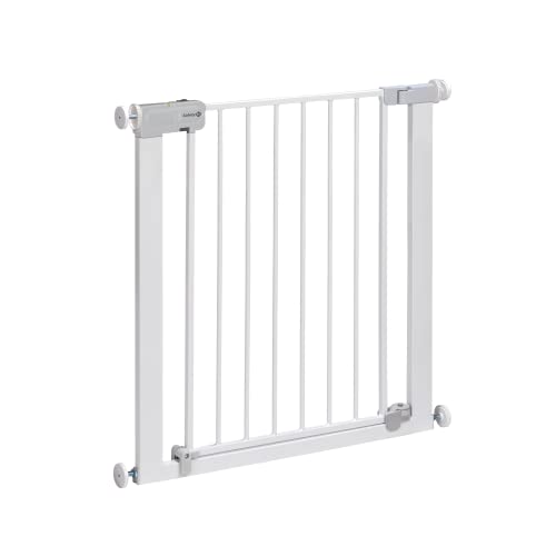 Safety 1st Auto Close Gate, Treppenschutzgitter ohne Bohren, 73–80 cm (max. 136 cm erweiterbar), automatisch schließendes Türschutzgitter, mit einer Hand öffnen, kein Bohren, Zweifachsicherung, Weiß - Click to Buy