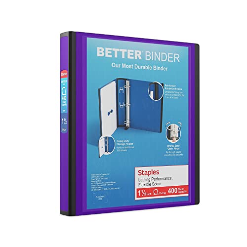 Staples 1-1/2 Inch Better View Binders with D-Rings, Purple - Click to Buy