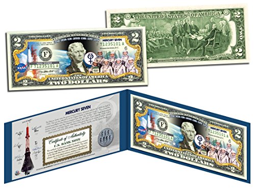 MERCURY SEVEN ASTRONAUTS Colorized $2 Bill U.S. Legal Tender NASA The Original 7 - Click to Buy