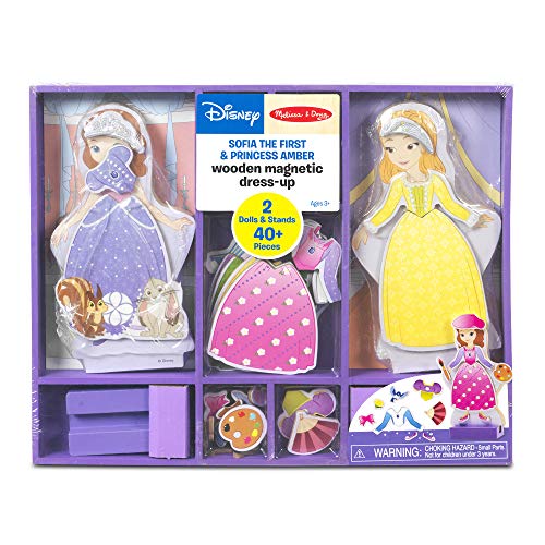 Melissa & Doug Disney Sofia the First and Princess Amber Magnetic Dress-Up Wooden Doll Pretend Play Set - Click to Buy