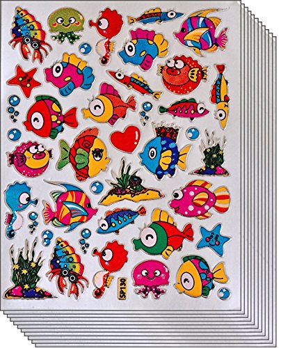 Jazzstick 300 Glitter Fish Scrapbook Decal Stickers Value Pack 10 sheets 09A08 - Click to Buy