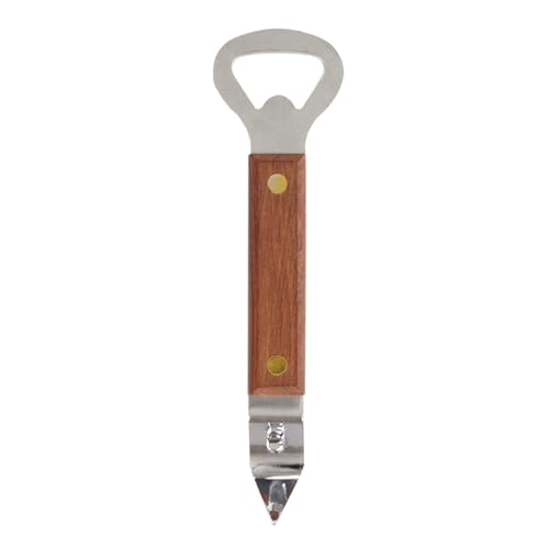 Twine Country Home Wood Handled Church Key Bottle Opener - Manual Handheld Beer Bottle Opener, Can Punch Opener - Bar Tools, Silver - Click to Buy