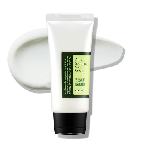 COSRX Aloe Soothing Sun Cream LSF 50, Feuchtigkeitsspendende Sonnencreme mit Aloe Vera, für alle Hauttypen, Gesicht & Körper, Korean Skincare - Click to Buy