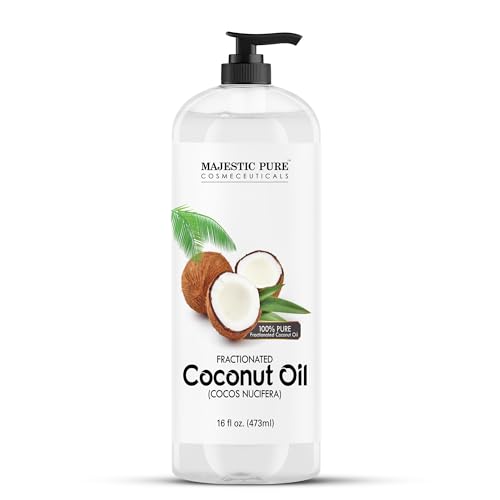 MAJESTIC PURE Fractionated Coconut Oil | Relaxing Massage Oil for Massage Therapy | Liquid Coconut Oil for Diluting Essential Oils | Coconut Oil for Skin, Lip, Body, Hair Oil, Moisturizer | 16 fl oz