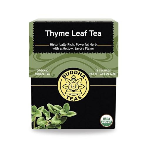 Buddha Teas - Organic Thyme Leaf Tea - Herbal Tea - For Health & Wellbeing - With Antioxidants & Minerals - Clean Ingredients - Caffeine Free - OU Kosher - 18 Tea Bags (Pack of 1) - Click to Buy
