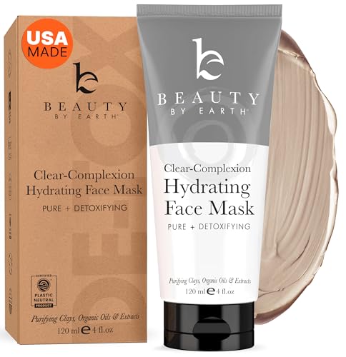 Face Mask - Hydrating Clay Mud Facial Detox w/Moisturizing Organic Aloe Vera, Bentonite & Natural Extracts Pore Minimizer, Acne Blackhead Remover, Oily, Dry, Combo, Sensitive Skin Men & Women (1 pk) - Click to Buy