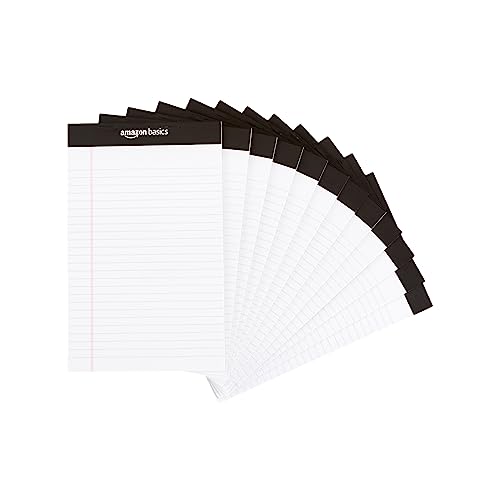 Amazon Basics Narrow Ruled Lined Writing Note Pad, 5 inch x 8 inch, White, 12 Count (12 Pack of 50 pages) - Click to Buy