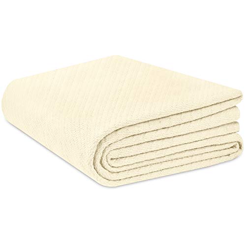 Cotton Craft - 100% Soft Premium Cotton Thermal Blanket - Full/Queen Ivory - Snuggle in these Super Soft Cozy Cotton Blankets - Perfect for Layering any Bed - Provides Comfort and Warmth for years - Click to Buy