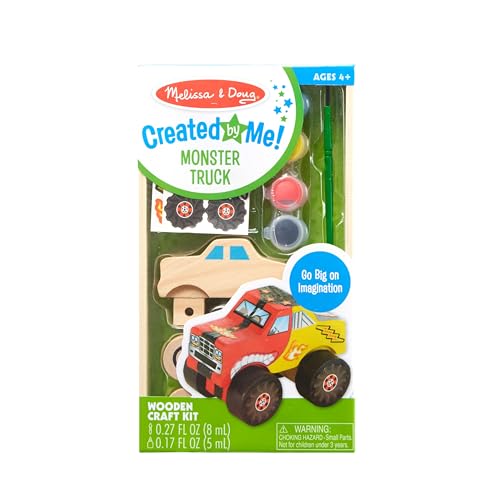 Melissa & Doug Created by Me! Monster Truck Wooden Craft Kit - Easter Basket Stuffers Easy To Assemble DIY For Kids - Click to Buy