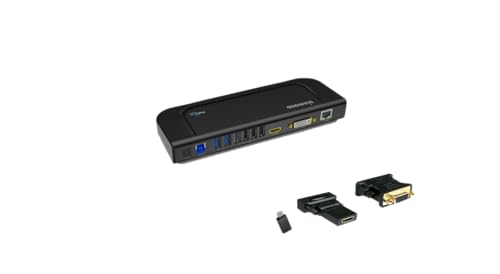 Diamond Multimedia Ultra Dock Dual Video USB 3.0/2.0 Universal Dockingstation mit Gigabit Ethernet, HDMI und DVI Ausgänge, Audio-Eingang und Ausgang für Laptop, Ultrabook, Macbook, Windows 10, 8.1, 8, 7, XP, Mac OS und Android 5.0 und höher, Display Link zertifiziert, DL- 3900 Chip (DS3900V2), Schwarz - Click to Buy
