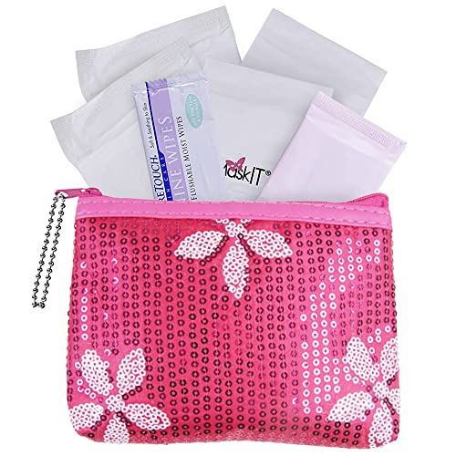 First Period Kit to-Go! - Organic Eco-Friendly Tween Pads & Liner - Period Bags for Teen Girls for School - Period Pouch & Teen Pads for Girls Ages 11-14, Teen Pads for Periods - Pads for Teens Girls - Click to Buy
