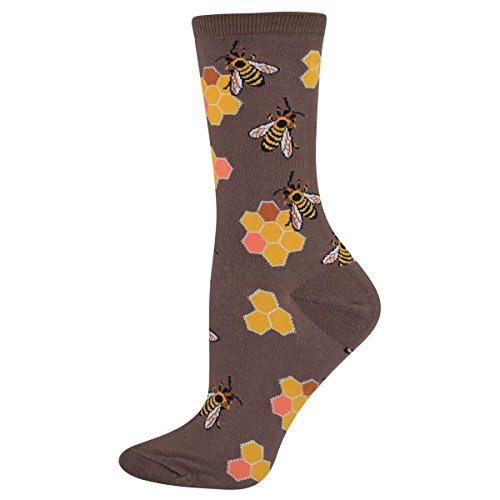 Socksmith Women's Socks Busy Bees Crew 1Pair One Size (Shoe Size 5 To 10.5 Us) Brown - Click to Buy