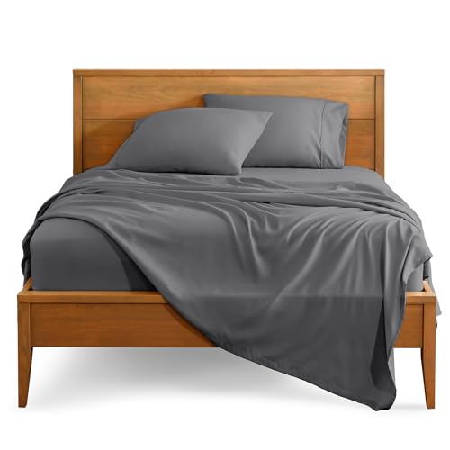 Bare Home Full XL Sheet Set - Luxury 1800 Ultra-Soft Microfiber Full Extra Long Bed Sheets - Double Brushed - Deep Pockets - Easy Fit - 4 Piece Set - Bedding Sheets & Pillowcases (Full XL, Grey) - Click to Buy