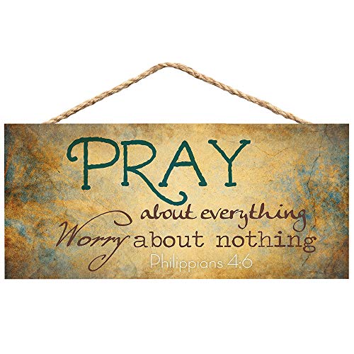 P. Graham Dunn Pray About Everything Worry About Nothing Wooden Sign with Jute Rope Hanger - Click to Buy