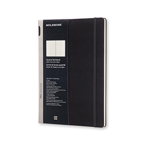 Moleskine PRO Notebook, Hard Cover, A4 (8.25" x 11.75") Squared/Grid, Black, 192 Pages - Click to Buy