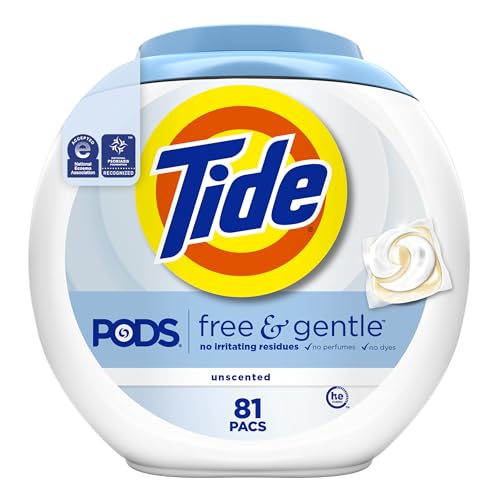 Tide PODS Free & Gentle Laundry Detergent Soap Pacs, 81 Count, Tide PODS Laundry Detergent - Click to Buy