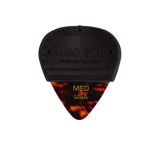 PickWorld MG3C-4M MojoGrip Rubber Grip Medium .71mm Celluloid Guitar Pick, Pack of 3, Tortoise Shell