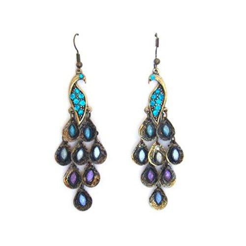 Gleader New Lady Vintage Retro Blue the Prancing Peacock Earrings - Click to Buy