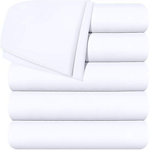 Utopia Bedding Flat Sheet - 6 Pack (Twin, White) - Soft Brushed Microfiber Fabric - Shrinkage & Fade Resistant Top Sheet - Easy Care Bed Sheet