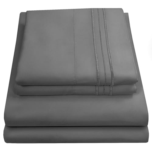 Queen Size Bed Sheets - Breathable Luxury Sheets with Full Elastic & Secure Corner Straps Built in - 1800 Supreme Collection Extra Soft Deep Pocket Bedding Set, Sheet Set, Queen, Gray - Click to Buy