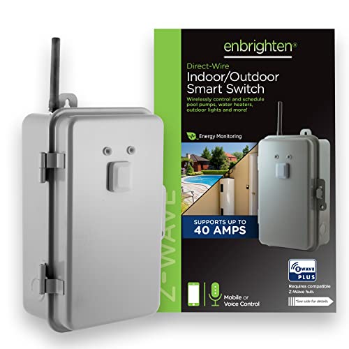 GE Z-Wave Plus 40-Amp Indoor/Outdoor Metal Box Smart Switch, Direct Wire, 120-277VAC, for Pools, Pumps, Patio Lights, AC Units, Electric Water Heaters, Compatible with a Z-Wave Certified Hub 14285 , Gray - Click to Buy