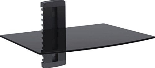 WALI Floating Wall Mounted Shelf with Transparent Strengthened Tempered Glass for DVD Players, Cable Boxes, Games Consoles, TV Accessories (CS201), 1 Shelf, Black - Click to Buy
