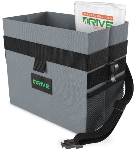 Drive Auto Products Car Bin – Medium Rubbish Binsfor Stowing and Tidying w/DisposableLiners and Adjustable Black Strap – Car Accessories - Click to Buy