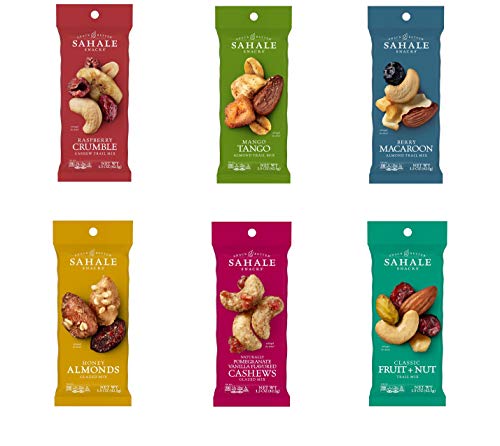 Sahale Snacks All Natural Nut Blends Grab and Go Variety Pack (1.5 oz x 12 Packs) with 2 x 2" Snack Clips - Click to Buy