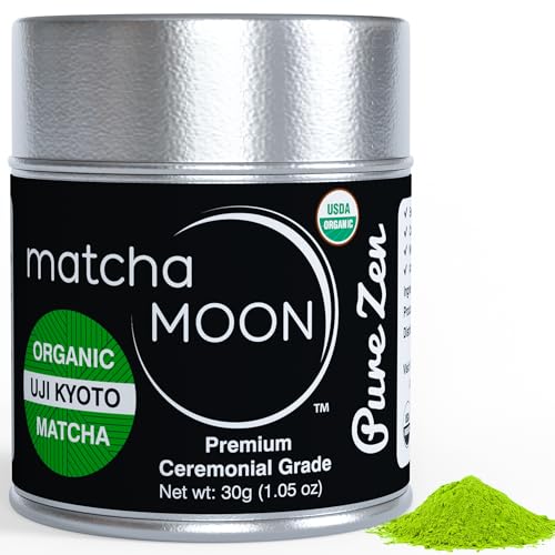 Matcha Moon Ceremonial Grade Matcha Green Tea Powder - Best For Traditionally Whisked Tea - Organic Matcha Green Tea Powder - Pure Zen - 30g Tin - Click to Buy