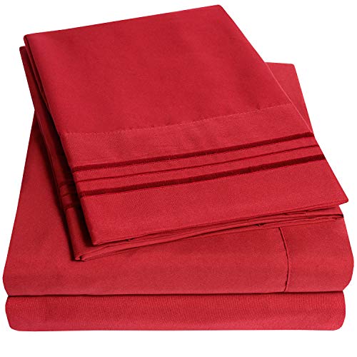 1500 Supreme Collection Bed Sheets Set - Premium Peach Skin Soft Luxury 4 Piece Bed Sheet Set, Since 2012 - Deep Pocket Wrinkle Free Hypoallergenic Bedding - Over 40+ Colors - California King, Red - Click to Buy