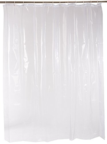 Amazon Basics Ultra-Heavyweight Calibre PVC Rideau de Douche Liner avec Crochets (traitée pour Résister aux Détérioration par moisissures) – 182,9 x 182,9 cm, Claire - Click to Buy