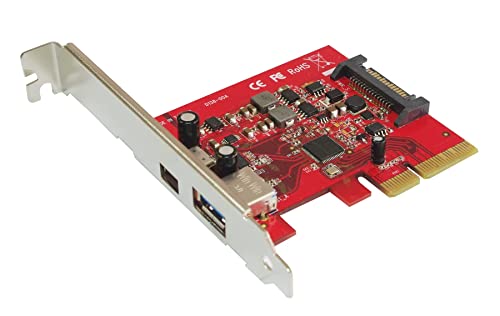 Ableconn PU31-1A1C USB 3.1 Gen 2 (10 Gbps) Type-C & Type-A PCI Express (PCIe) x4 Host Adapter Card - Dual USB3.1 10Gbps with One USB-C and One USB-A - Support Mac OS X 10.12-10.14 and Windows 10/8 - Click to Buy