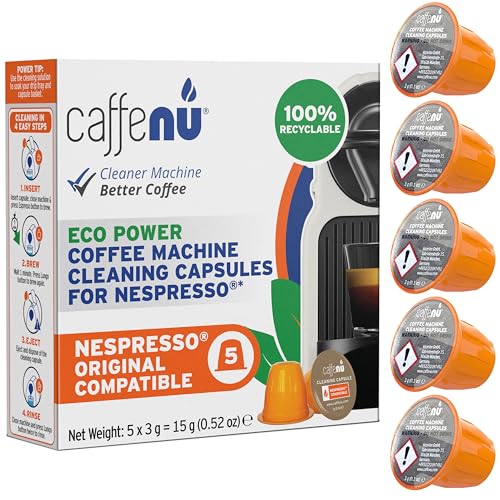 Caffenu Cleaning Pods Compatible with Nespresso Originaline. Improves Coffee Flavor. 5 Cleaning Capsules, Use with Descaling Kit. - Click to Buy