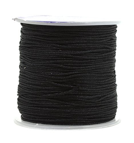 Mandala Crafts Nylon Satin Cord - 1mm Nylon Cord for Jewelry Making - 1mm Cord Nylon String for Bracelets Making - 109 Yds Black Strings Rattail Chinese Knotting Cord - Click to Buy