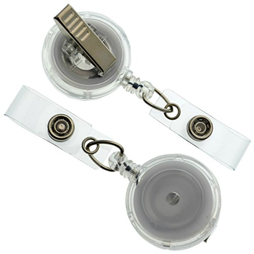 Bulk 25 Pack - Clear Translucent Retractable ID Badge Reels with Alligator Swivel Clip - Bulk Badge Holder Blanks with Swivel Clips for Nurses, Teacher, and Office Employeesby Specialist ID (Clear) - Click to Buy