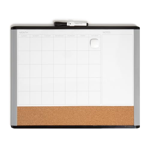 U Brands Magnetic Dry Erase 3-in-1 Calendar Board, 20"x16", Black and Gray Frame - Click to Buy